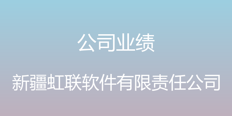 公司业绩 - 新疆虹联软件有限责任公司